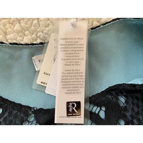 NWT Rinascimento Dress Blue Black Size Small Made in Italy Knee Length Cocktail - Picture 11 of 12